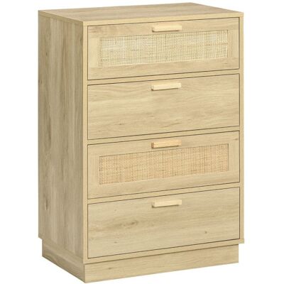 Commode design bohème en rotin - HOMCOM - 4 tiroirs - meuble de rangement - bois naturel Beige - Publicité Commode design bohème en rotin - HOMCOM - 4 tiroirs - meuble de rangement - bois naturel Beige - Publicité