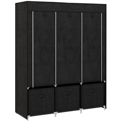 Armoire de rangement en tissu HOMCOM pliable avec 5 étagères 2 tringles et 3 tiroirs en tissu 125L x 43l x 162.5H cm noir Noir - Publicité Armoire de rangement en tissu HOMCOM pliable avec 5 étagères 2 tringles et 3 tiroirs en tissu 125L x 43l x 162.5H cm noir Noir - Publicité