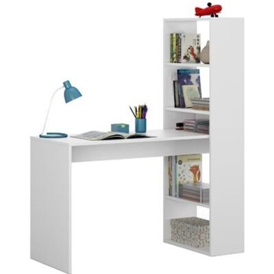 PEGANE Bureau avec 5 étagères coloris Blanc Artik en mélamine - Dim: 144 x 120 x 53 cm Blanc - Publicité PEGANE Bureau avec 5 étagères coloris Blanc Artik en mélamine - Dim: 144 x 120 x 53 cm Blanc - Publicité