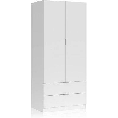 PEGANE Armoire de 2 tiroirs et 2 portes coloris blanc en MDF - 81 cm (longueur) x 180 cm (Hauteur) x 52 cm (Profondeur) Blanc - Publicité PEGANE Armoire de 2 tiroirs et 2 portes coloris blanc en MDF - 81 cm (longueur) x 180 cm (Hauteur) x 52 cm (Profondeur) Blanc - Publicité