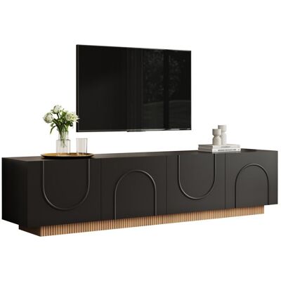 OEM Meuble TV avec rangement en panneaux de particules et MDF noir 170 x 38 x 42 cm Noir - Publicité OEM Meuble TV avec rangement en panneaux de particules et MDF noir 170 x 38 x 42 cm Noir - Publicité