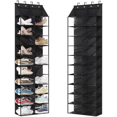 Range Chaussures - PROMIRACAL - Porte Suspendu en Tissu - 20 Paires - Noir - 164x50x18 cm Noir - Publicité Range Chaussures - PROMIRACAL - Porte Suspendu en Tissu - 20 Paires - Noir - 164x50x18 cm Noir - Publicité