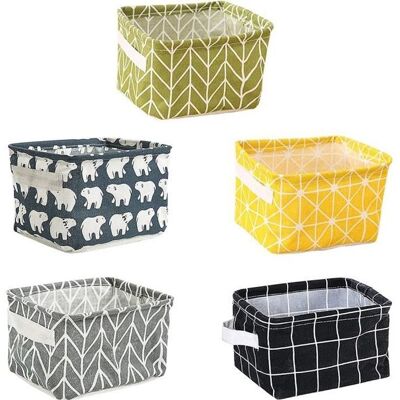 5 Pcs Panier de Rangement en Tissu WOVTE Petits Paniers de Rangement Paniers de Rangement Carrés Pliables Rangement Pliable en Lin Blanc - Publicité 5 Pcs Panier de Rangement en Tissu WOVTE Petits Paniers de Rangement Paniers de Rangement Carrés Pliables Rangement Pliable en Lin Blanc - Publicité