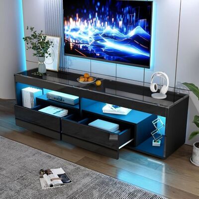 Lemonbest Meuble TV Moderne 180 cm avec Éclairage LED 2 Tiroirs Meuble Télé Noir Haute Brillance Table Console pour Salon Chambre Noir - Publicité Lemonbest Meuble TV Moderne 180 cm avec Éclairage LED 2 Tiroirs Meuble Télé Noir Haute Brillance Table Console pour Salon Chambre Noir - Publicité