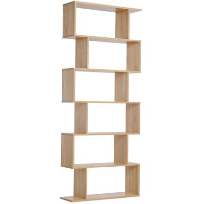 Bibliothèque - HOMCOM - étagère zig zag design contemporain 6 niveaux rangement salon - bois - 80x23x192cm - chêne clair Beige - Publicité Bibliothèque - HOMCOM - étagère zig zag design contemporain 6 niveaux rangement salon - bois - 80x23x192cm - chêne clair Beige - Publicité