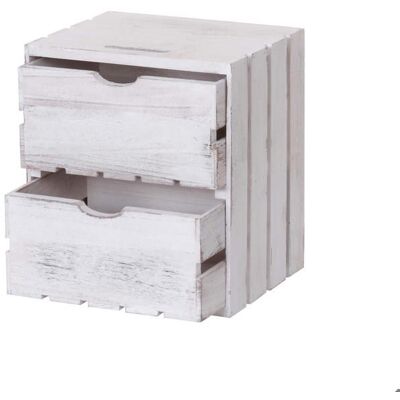 DÉCOSHOP26 Petit meuble de rangement table de chevet en bois style vintage 2 tiroirs 36x32x26cm blanc 04_0002484 Blanc - Publicité DÉCOSHOP26 Petit meuble de rangement table de chevet en bois style vintage 2 tiroirs 36x32x26cm blanc 04_0002484 Blanc - Publicité