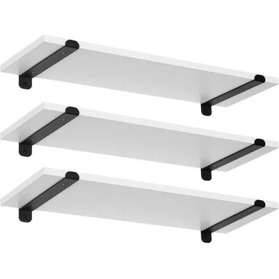 EUGAD Étagères Murales Lot de 3 Étagères Flottantes 60x20x7cm MDF et Fer Blanc Blanc - Publicité EUGAD Étagères Murales Lot de 3 Étagères Flottantes 60x20x7cm MDF et Fer Blanc Blanc - Publicité