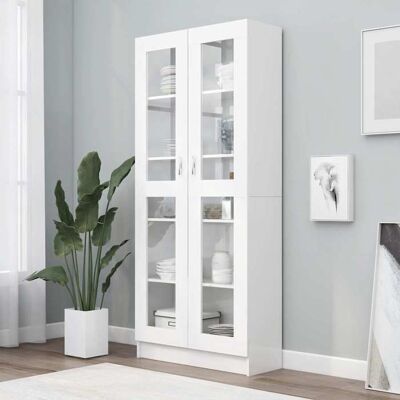 Armoire à vitrine - vidaXL - 802768 - Bois dingénierie - 2 portes - Blanc Blanc - Publicité Armoire à vitrine - vidaXL - 802768 - Bois dingénierie - 2 portes - Blanc Blanc - Publicité