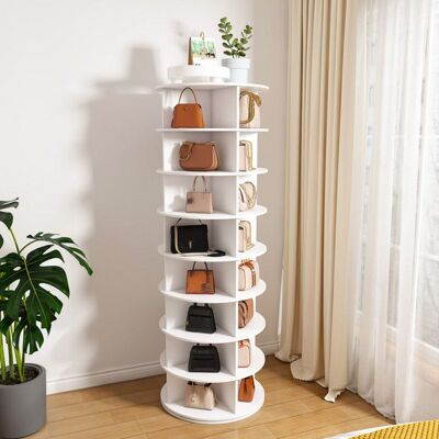 OEM Meuble à Chaussures Rotative 8 Niveaux Rotatif à 360° Capacité 32 Paires PVC Durable Montage et Facile 60×60×184 cmBlanc Blanc - Publicité OEM Meuble à Chaussures Rotative 8 Niveaux Rotatif à 360° Capacité 32 Paires PVC Durable Montage et Facile 60×60×184 cmBlanc Blanc - Publicité