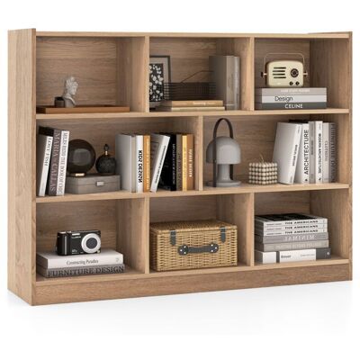 Costway - 3-Level 8-Case - Naturel - Bookcase - Publicité Costway - 3-Level 8-Case - Naturel - Bookcase - Publicité