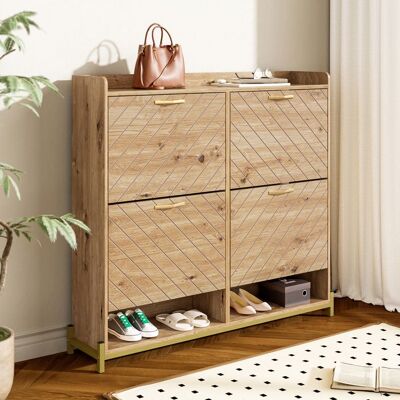 Generic Meuble a chaussures 108x24x100 cm avec 4 portes Armoire à chaussures avec espace de rangement Meuble entree en aspect bois Marron - Publicité Generic Meuble a chaussures 108x24x100 cm avec 4 portes Armoire à chaussures avec espace de rangement Meuble entree en aspect bois Marron - Publicité