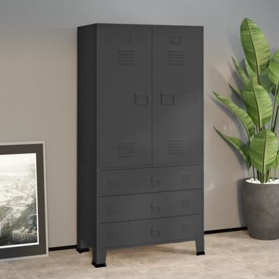 Garde-robe industrielle - VIDAXL - Anthracite - 2 étagères - 1 barre de penderie Gris - Publicité Garde-robe industrielle - VIDAXL - Anthracite - 2 étagères - 1 barre de penderie Gris - Publicité