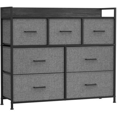 SONGMICS Commode Armoire Meuble de Rangement 7 Tiroirs en Tissu avec Poignées Cadre en Métal Gris Ardoise et Gris Anthracite Gris - Publicité SONGMICS Commode Armoire Meuble de Rangement 7 Tiroirs en Tissu avec Poignées Cadre en Métal Gris Ardoise et Gris Anthracite Gris - Publicité