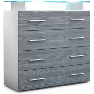 Vladon Commode buffet Pavos V2 en Blanc mat - Avola-Anthracite Gris - Publicité Vladon Commode buffet Pavos V2 en Blanc mat - Avola-Anthracite Gris - Publicité