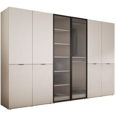 Armoire : Beige Sable / Verre Rainuré 300 x 200 x 51 cm Beige - Publicité Armoire : Beige Sable / Verre Rainuré 300 x 200 x 51 cm Beige - Publicité