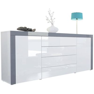 Vladon Buffet commode La Paz en Blanc haute brillance - Blanc haute brillance - Gris haute brillance Gris - Publicité Vladon Buffet commode La Paz en Blanc haute brillance - Blanc haute brillance - Gris haute brillance Gris - Publicité