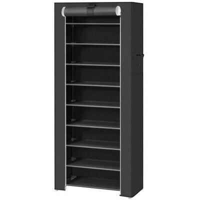 Meuble à chaussures OHMG - Rangement avec couverture en tissu - 10 couches et 9 compartiments - Noir uni Noir - Publicité Meuble à chaussures OHMG - Rangement avec couverture en tissu - 10 couches et 9 compartiments - Noir uni Noir - Publicité