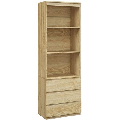Bibliothèque HOMCOM haute de 180 cm avec 3 étagères et 3 tiroirs dim. 60L x 35l x 180H cm Panneaux Particules effet bois Blanc - Publicité Bibliothèque HOMCOM haute de 180 cm avec 3 étagères et 3 tiroirs dim. 60L x 35l x 180H cm Panneaux Particules effet bois Blanc - Publicité