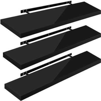 WOLTU 3 x Étagère Murale Tablette Murale Panneau de Bois Étagère Flottante Étagère à Livres 110x229x38cm Nior RG9483sz-3 Noir - Publicité WOLTU 3 x Étagère Murale Tablette Murale Panneau de Bois Étagère Flottante Étagère à Livres 110x229x38cm Nior RG9483sz-3 Noir - Publicité