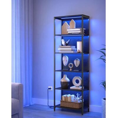 VASAGLE Bibliothèque LED à 6 Niveaux Lumière Réglable Cadre en Acier 303 x 60 x 1786 cm pour Salon Chambre Bureau Noir Boisé Noir - Publicité VASAGLE Bibliothèque LED à 6 Niveaux Lumière Réglable Cadre en Acier 303 x 60 x 1786 cm pour Salon Chambre Bureau Noir Boisé Noir - Publicité