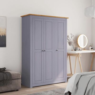 VIDAXL Garde robe 3 portes Gris 118x50x1715 cm Pin Assortiment Panama Gris - Publicité VIDAXL Garde robe 3 portes Gris 118x50x1715 cm Pin Assortiment Panama Gris - Publicité