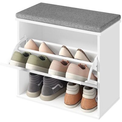 Banc à Chaussures - VASAGLE - 3 Niveaux - Blanc Nuage et Gris Tourterelle - Tiroir Rabattable Blanc - Publicité Banc à Chaussures - VASAGLE - 3 Niveaux - Blanc Nuage et Gris Tourterelle - Tiroir Rabattable Blanc - Publicité