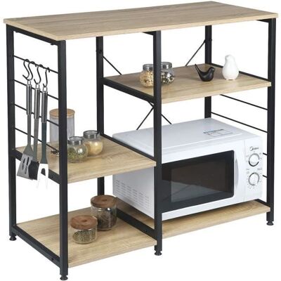 WOLTU Étagère de Cuisine Étagère de Micro-Ondes en métal et Bois avec 5 Tablettes 90 x 40 x 835 cm Noir + Chêne Clair Noir - Publicité WOLTU Étagère de Cuisine Étagère de Micro-Ondes en métal et Bois avec 5 Tablettes 90 x 40 x 835 cm Noir + Chêne Clair Noir - Publicité