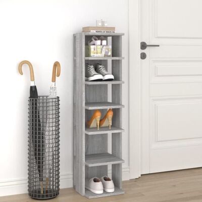 vidaXL Étagère à chaussures Grey Sonoma 27,5x27x102 cm en bois contreplaqué - Rangement chaussures - Publicité vidaXL Étagère à chaussures Grey Sonoma 27,5x27x102 cm en bois contreplaqué - Rangement chaussures - Publicité