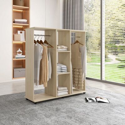 Generic Armoire penderie Meuble de Rangement Mobile 6 roulettes 120L x 40l x 128H cm en bois naturel - Publicité Generic Armoire penderie Meuble de Rangement Mobile 6 roulettes 120L x 40l x 128H cm en bois naturel - Publicité