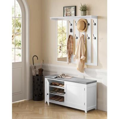 VASAGLE Vestiaire Double Porte Coussin Amovible Largeur de 102 cm Blanc Nuage Blanc - Publicité VASAGLE Vestiaire Double Porte Coussin Amovible Largeur de 102 cm Blanc Nuage Blanc - Publicité