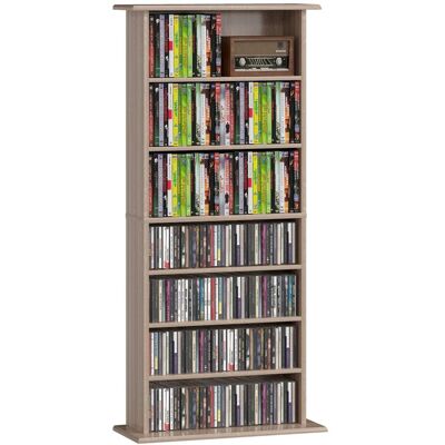 Rangements pour CD et DVD - HOMCOM - 8 compartiments et 6 étagères réglables - capacité max. 360 CD/185 DVD et Blu-ray - naturel Beige - Publicité Rangements pour CD et DVD - HOMCOM - 8 compartiments et 6 étagères réglables - capacité max. 360 CD/185 DVD et Blu-ray - naturel Beige - Publicité