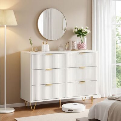 SHAODENG Commode À 6 Tiroirs - Meuble De Rangement Moderne - Buffet Pour Chambre À Coucher Enfant Salon Couloir Ou Bureau - 100cm -Blanc Blanc - Publicité SHAODENG Commode À 6 Tiroirs - Meuble De Rangement Moderne - Buffet Pour Chambre À Coucher Enfant Salon Couloir Ou Bureau - 100cm -Blanc Blanc - Publicité