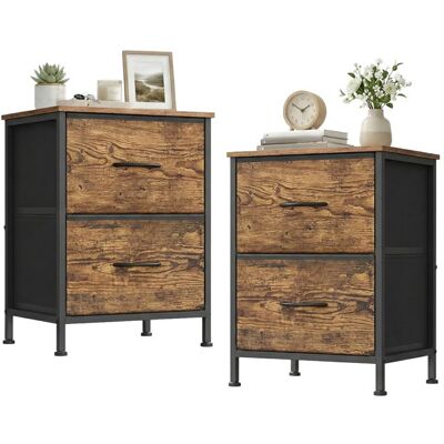 SONGMICS Table de Chevet avec 2 Tiroirs Lot de 2 pour Chambre Marron et Noir Marron - Publicité SONGMICS Table de Chevet avec 2 Tiroirs Lot de 2 pour Chambre Marron et Noir Marron - Publicité