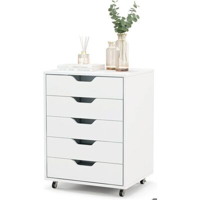 GIANTEX Caisson de Bureau 5 Tiroirs à Roulettes- Commode Meuble de Rangement- Support dImprimante- 495 x 42 x 67cm- Blanc Blanc - Publicité GIANTEX Caisson de Bureau 5 Tiroirs à Roulettes- Commode Meuble de Rangement- Support dImprimante- 495 x 42 x 67cm- Blanc Blanc - Publicité