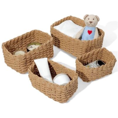 Panier Osier Rangement Salle de Bain Corbeille Enfant Jaune en Papier Bio Écologique Lot de 4 pour JouetsCDécor Maison Jaune - Publicité Panier Osier Rangement Salle de Bain Corbeille Enfant Jaune en Papier Bio Écologique Lot de 4 pour JouetsCDécor Maison Jaune - Publicité