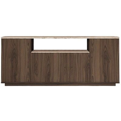 VENTE-UNIQUE Buffet avec 4 portes et 1 étagère - Naturel foncé et effet travertin beige - LOTULA Beige - Publicité VENTE-UNIQUE Buffet avec 4 portes et 1 étagère - Naturel foncé et effet travertin beige - LOTULA Beige - Publicité