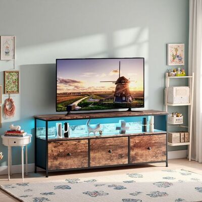ADFBL Meuble TV Rétro Armoire TV avec Réglable LED et 3 Tiroirs Banc TV Meuble Bas Table de Télévision avec Rangement Marron137x30x57 Marron - Publicité ADFBL Meuble TV Rétro Armoire TV avec Réglable LED et 3 Tiroirs Banc TV Meuble Bas Table de Télévision avec Rangement Marron137x30x57 Marron - Publicité