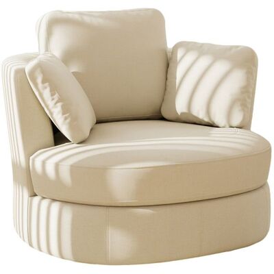 DANTEF Fauteuil Pivotant 360° avec Base Métallique Chaise Relax Chaise Lounge Confortable pour Salon et Chambre Beige Beige - Publicité DANTEF Fauteuil Pivotant 360° avec Base Métallique Chaise Relax Chaise Lounge Confortable pour Salon et Chambre Beige Beige - Publicité