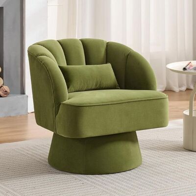 PROMIRACAL Fauteuil de salon - Velours - Incurvé - 70x70x70cm - Vert - Pivotant 360° Vert - Publicité PROMIRACAL Fauteuil de salon - Velours - Incurvé - 70x70x70cm - Vert - Pivotant 360° Vert - Publicité