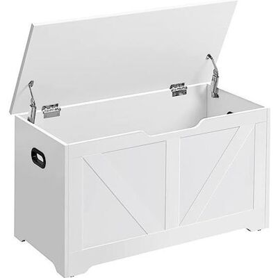 Coffre de Rangement - VASAGLE - Imitation Grange - 40 x 80 x 46 cm - Blanc Blanc - Publicité Coffre de Rangement - VASAGLE - Imitation Grange - 40 x 80 x 46 cm - Blanc Blanc - Publicité