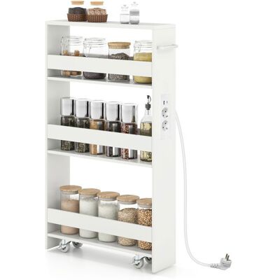 Chariot de Cuisine Étroit 13 CM COSTWAY à 4 Étagères Station de Recharge Roues Verrouillables Garde-Corps Poignée Blanc - Publicité Chariot de Cuisine Étroit 13 CM COSTWAY à 4 Étagères Station de Recharge Roues Verrouillables Garde-Corps Poignée Blanc - Publicité