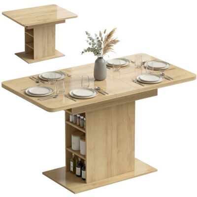 Table à manger extensible - HOMCOM - 6 étagères ouvertes ouvertes et compartiment - 4 à 6 personnes - MDF - 110-130cm - bois naturel Beige - Publicité Table à manger extensible - HOMCOM - 6 étagères ouvertes ouvertes et compartiment - 4 à 6 personnes - MDF - 110-130cm - bois naturel Beige - Publicité