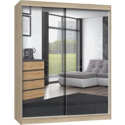CDF PAOLO - Armoire à 2 portes coulissantes - 2 miroirs - L. 160 cm - Dressing de chambre 2 portes Marron - Publicité CDF PAOLO - Armoire à 2 portes coulissantes - 2 miroirs - L. 160 cm - Dressing de chambre 2 portes Marron - Publicité