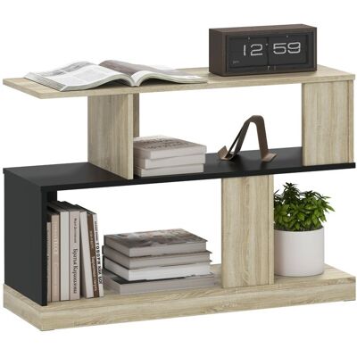 Table dappoint - HOMCOM - en forme S - à 3 niveaux avec étagères de rangement - 90 x 30 x 61 cm - effet bois naturel noir Noir - Publicité Table dappoint - HOMCOM - en forme S - à 3 niveaux avec étagères de rangement - 90 x 30 x 61 cm - effet bois naturel noir Noir - Publicité