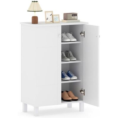 COSTWAY Meuble a Chaussure à 4 Niveaux avec 2 Portes Étagères Ajustables pour Entrée Couloir Salon Profondeur : 235cm Blanc Blanc - Publicité COSTWAY Meuble a Chaussure à 4 Niveaux avec 2 Portes Étagères Ajustables pour Entrée Couloir Salon Profondeur : 235cm Blanc Blanc - Publicité