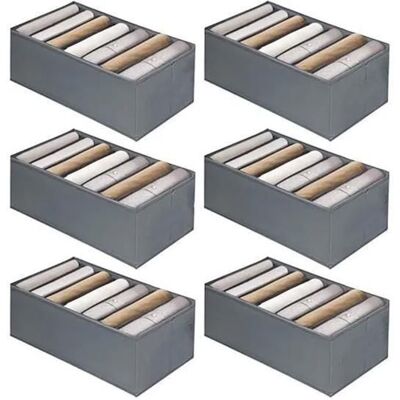 Rangement Vetement6 pcs Organisateur Armoire Vetement PliableBoite Rangement Vetement avec 7 Compartiments pour Soutiens - Gris - Publicité Rangement Vetement6 pcs Organisateur Armoire Vetement PliableBoite Rangement Vetement avec 7 Compartiments pour Soutiens - Gris - Publicité