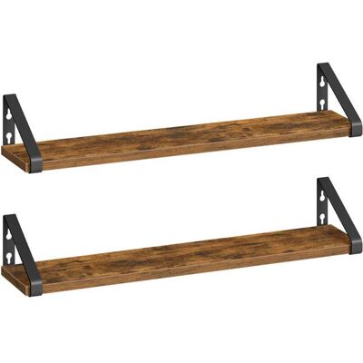 Étagère Murale - VASAGLE - Lot de 2 - Marron Rustique et Noir Mat - 60 cm - 10 kg Marron - Publicité Étagère Murale - VASAGLE - Lot de 2 - Marron Rustique et Noir Mat - 60 cm - 10 kg Marron - Publicité