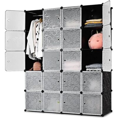 GIANTEX Armoire Penderie Modulaire 20 Cubes avec PortesMeuble de Rangement Organisateur en PPpour VêtementChaussuresJouets Blanc - Publicité GIANTEX Armoire Penderie Modulaire 20 Cubes avec PortesMeuble de Rangement Organisateur en PPpour VêtementChaussuresJouets Blanc - Publicité