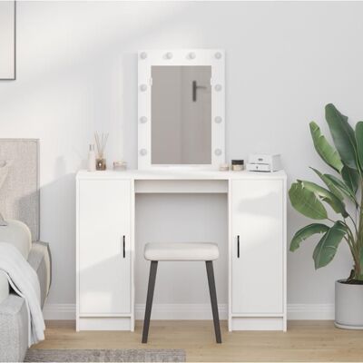 vidaXL Miroir et meuble lavabo en bois blanc rectangulaire - Publicité vidaXL Miroir et meuble lavabo en bois blanc rectangulaire - Publicité