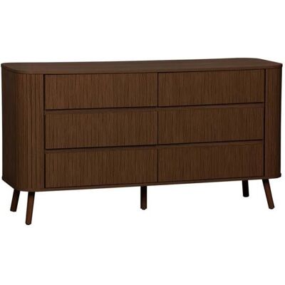 SWEEEK Commode 6 tiroirs. décor strié noyer. L 150 x P 45 H 80cm Noir - Publicité SWEEEK Commode 6 tiroirs. décor strié noyer. L 150 x P 45 H 80cm Noir - Publicité